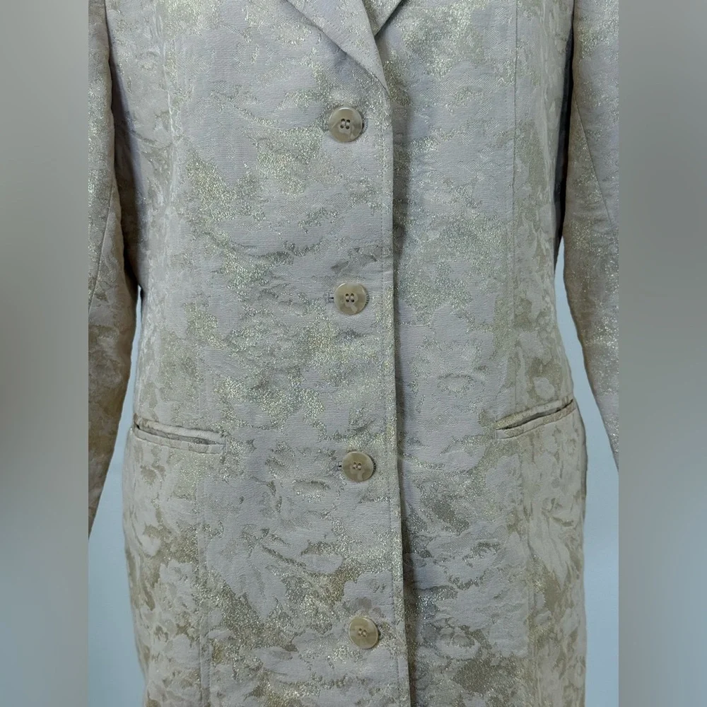 Chico’s Belle Amour Odette Metallic Gold Jacquard Blazer Jacket NWT Sz 1 = M - Picture 10 of 11